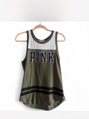 Victoria's Secret PINK 2016 Olive Green Tank Top
